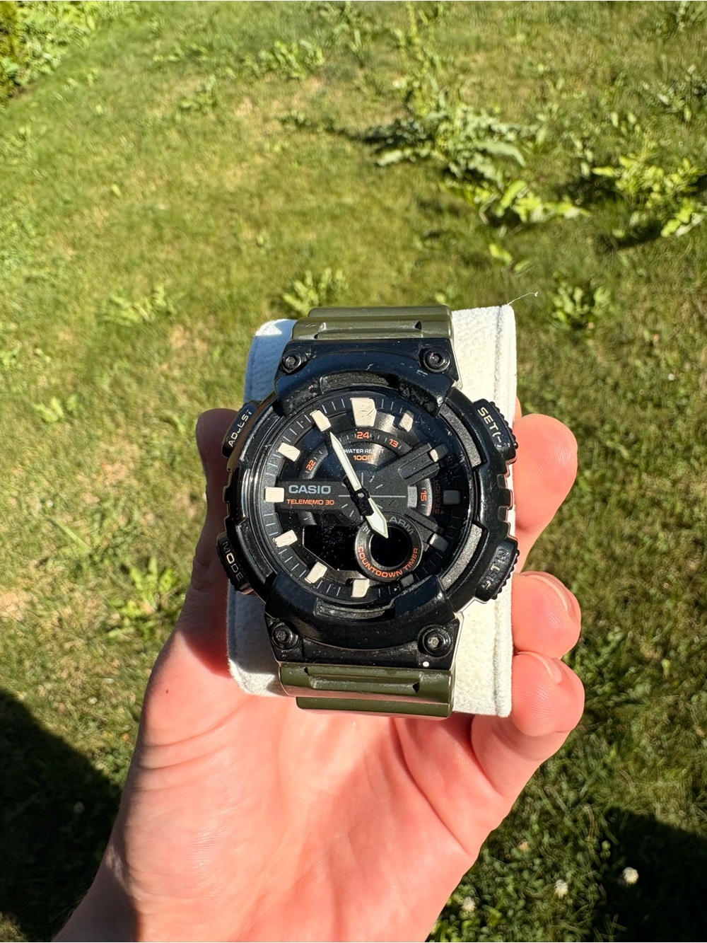 Casio Telememo 30 Black & Olive Sport Watch